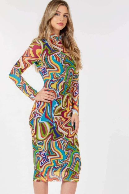 Long Sleeve Bodycon With Letter Print - The Diva Goddess