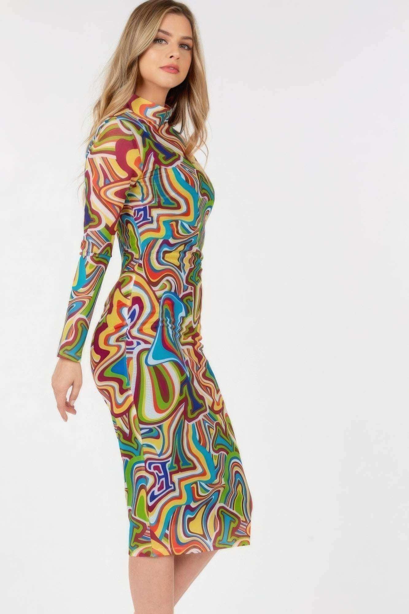 Long Sleeve Bodycon With Letter Print - The Diva Goddess