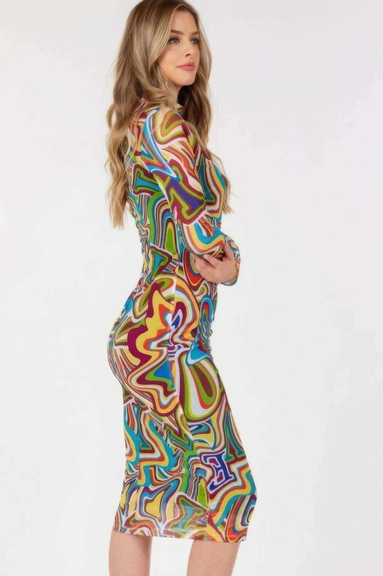 Long Sleeve Bodycon With Letter Print - The Diva Goddess