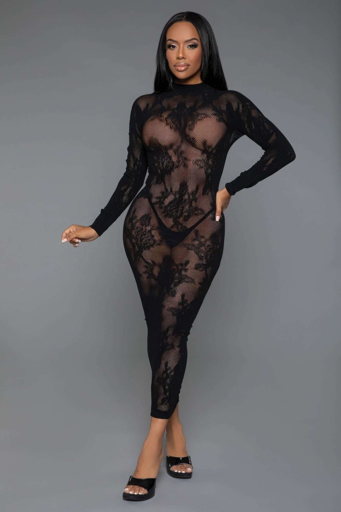 Long Sleeve Innocent Touch Laced Dress - The Diva Goddess