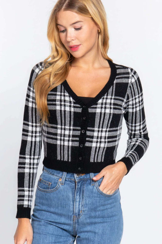 Plaid Sweater Cardigan - The Diva Goddess