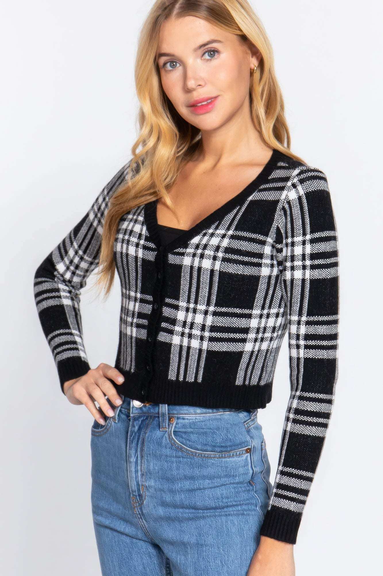 Plaid Sweater Cardigan - The Diva Goddess