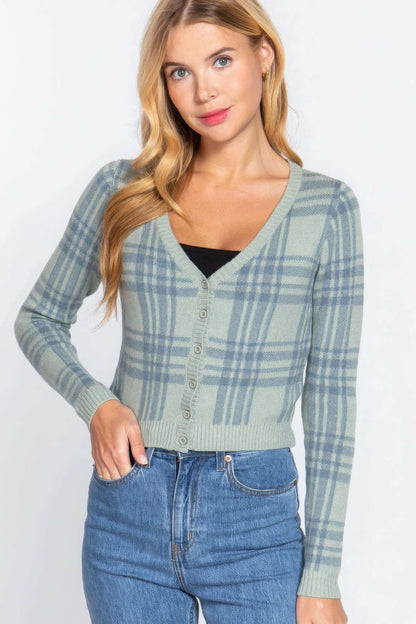 Plaid Sweater Cardigan - The Diva Goddess