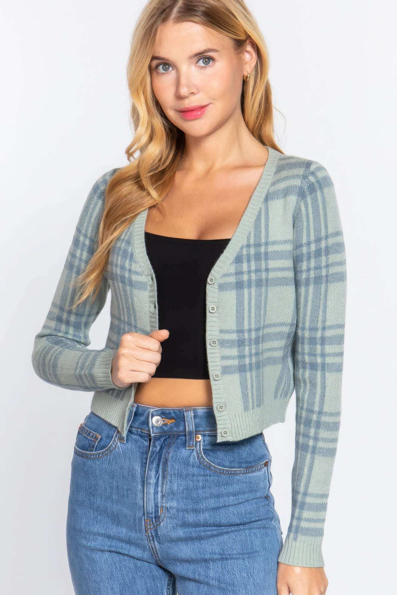 Plaid Sweater Cardigan - The Diva Goddess