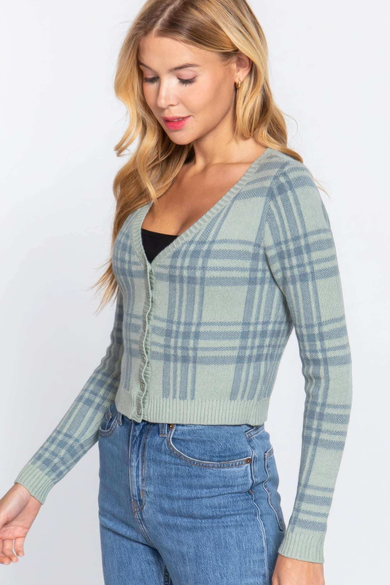 Plaid Sweater Cardigan - The Diva Goddess