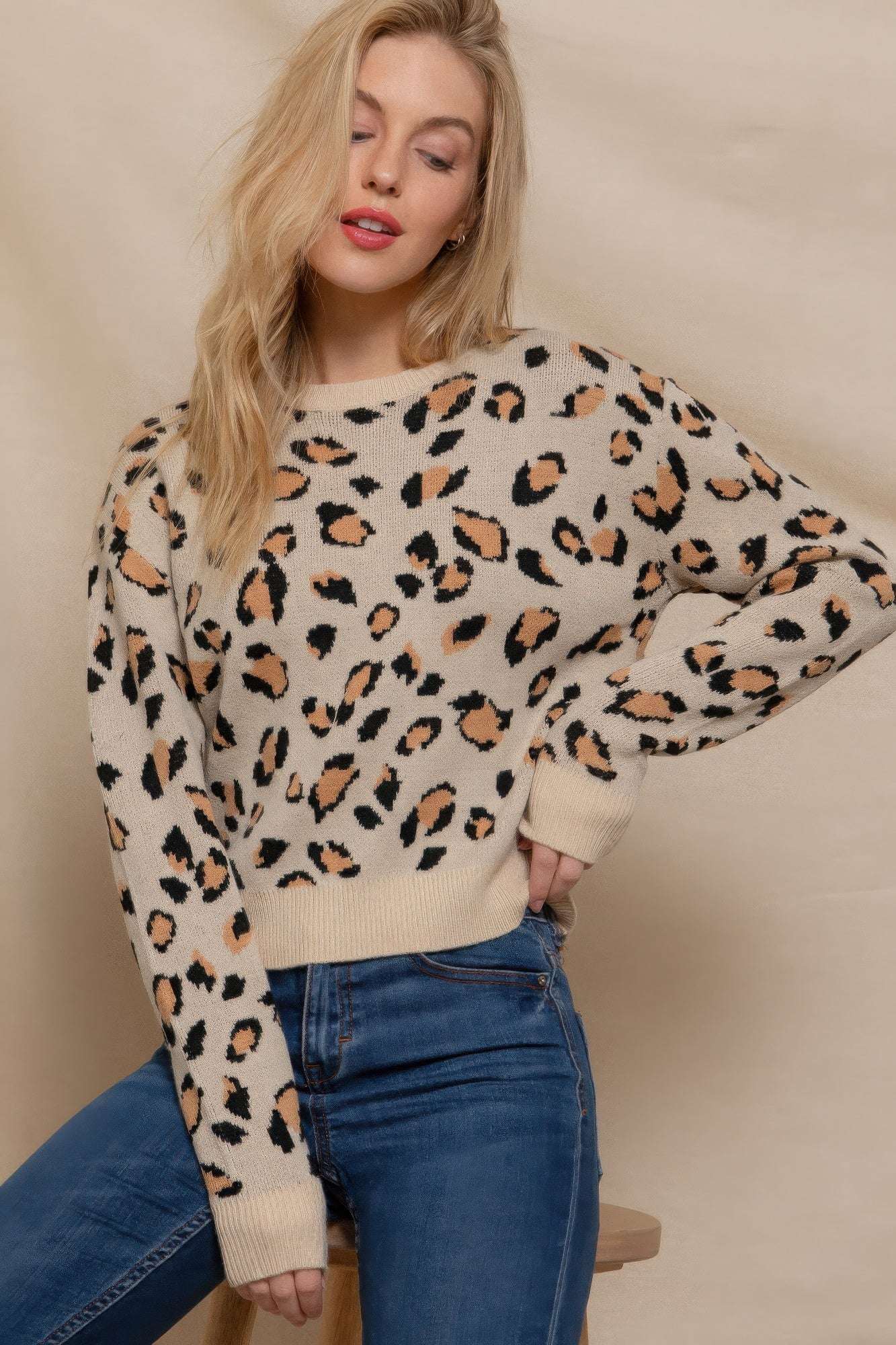 Long Slv Animal Jacquard Sweater - The Diva Goddess