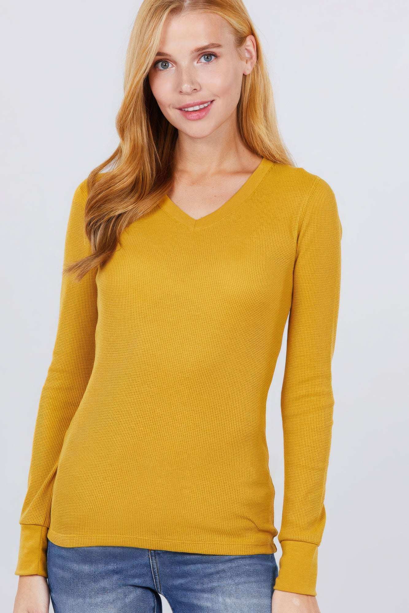 Long Slv V-neck Thermal Top - The Diva Goddess