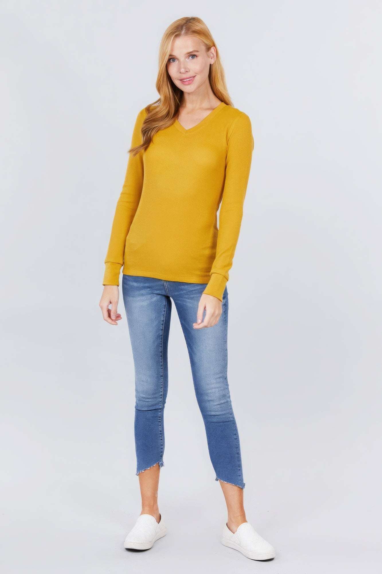 Long Slv V-neck Thermal Top - The Diva Goddess