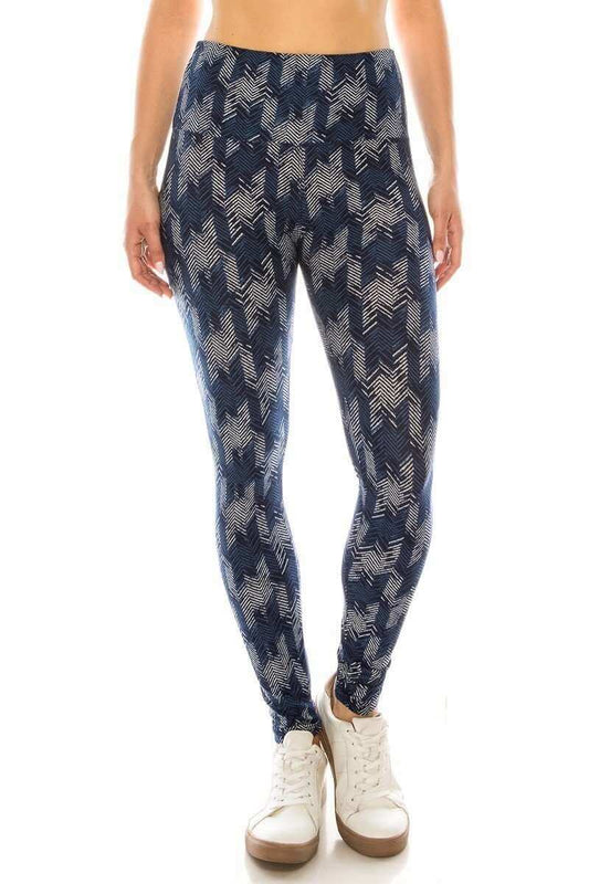 Long Yoga Style Banded Lined Multi Printed Knit Legging With High Waist - The Diva Goddess