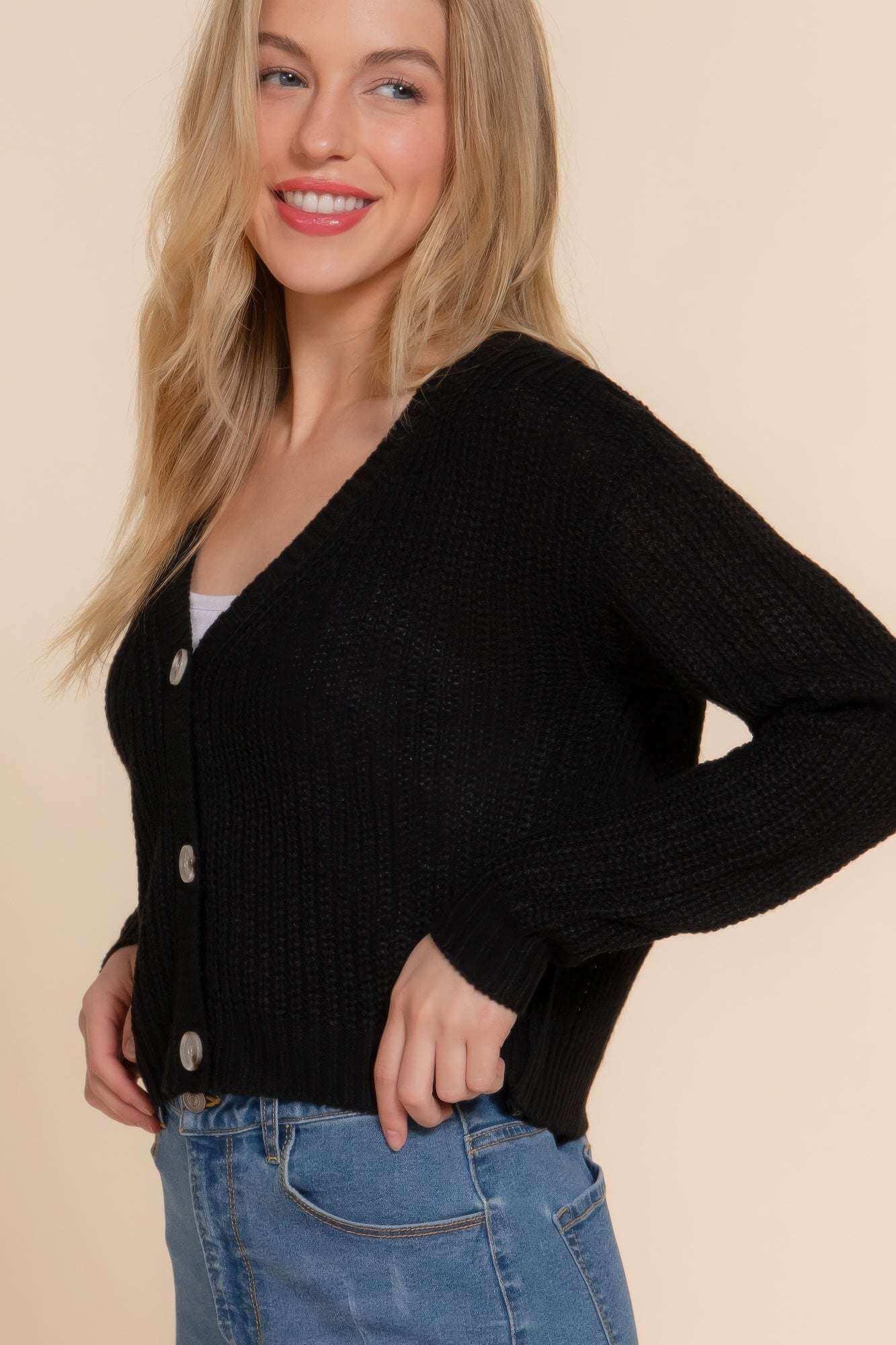 Long slv v-neck sweater cardigan - The Diva Goddess