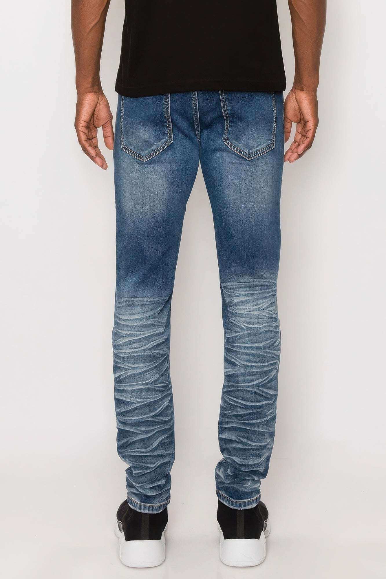 Men Creased Biker Denim Jeans - The Diva Goddess