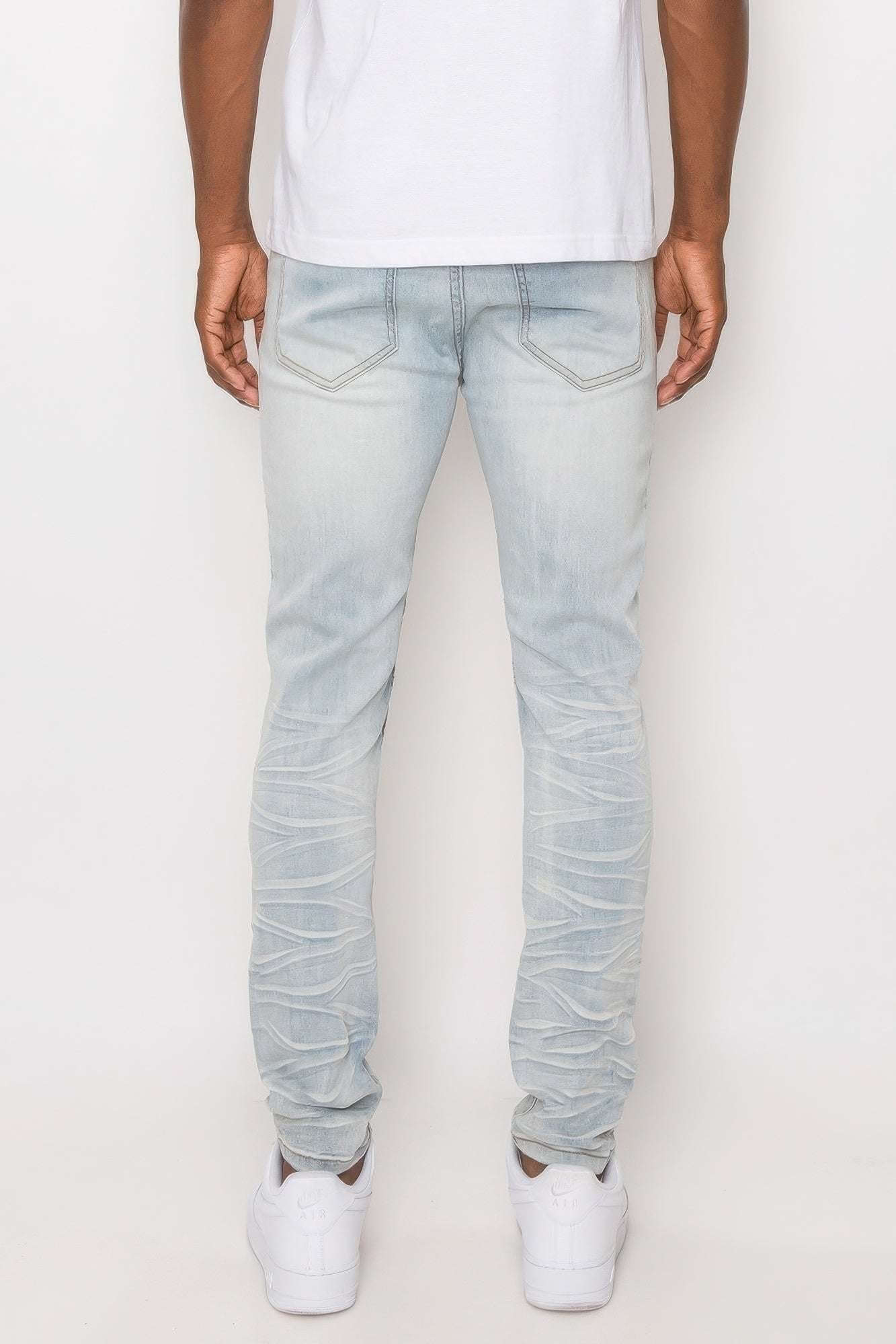 Men Creased Biker Denim Jeans - The Diva Goddess