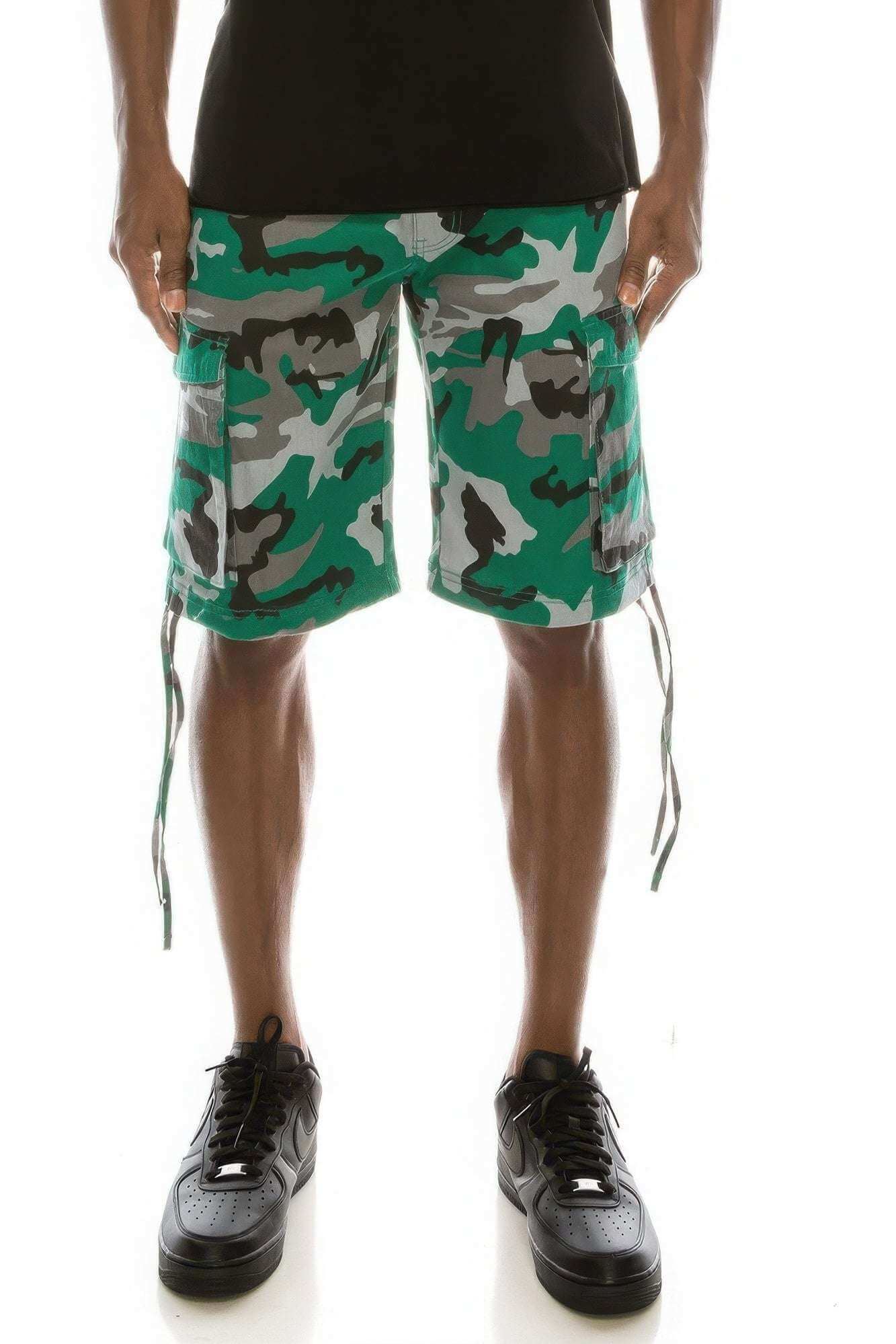 Men's Camo Belted Cargo Shorts - The Diva Goddess