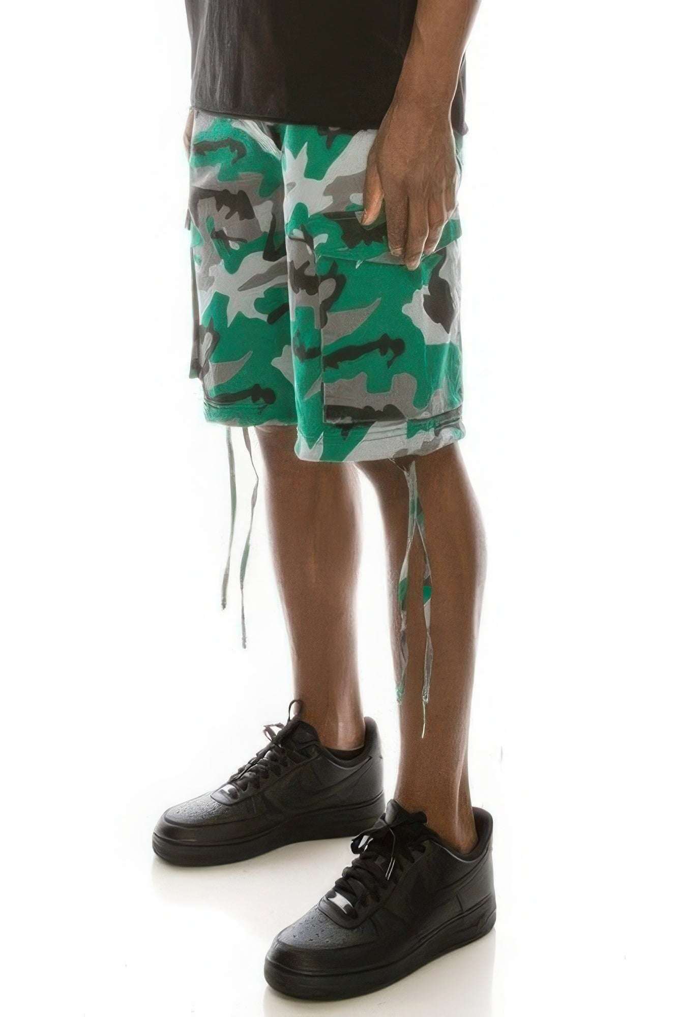 Men's Camo Belted Cargo Shorts - The Diva Goddess