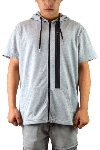 Men's Casual Short Sleeve Zip-up Hoodie Tops - The Diva Goddess