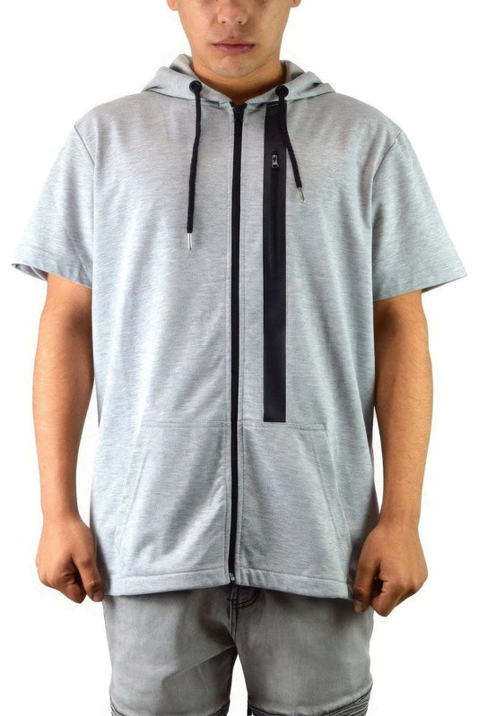 Men's Casual Short Sleeve Zip-up Hoodie Tops - The Diva Goddess