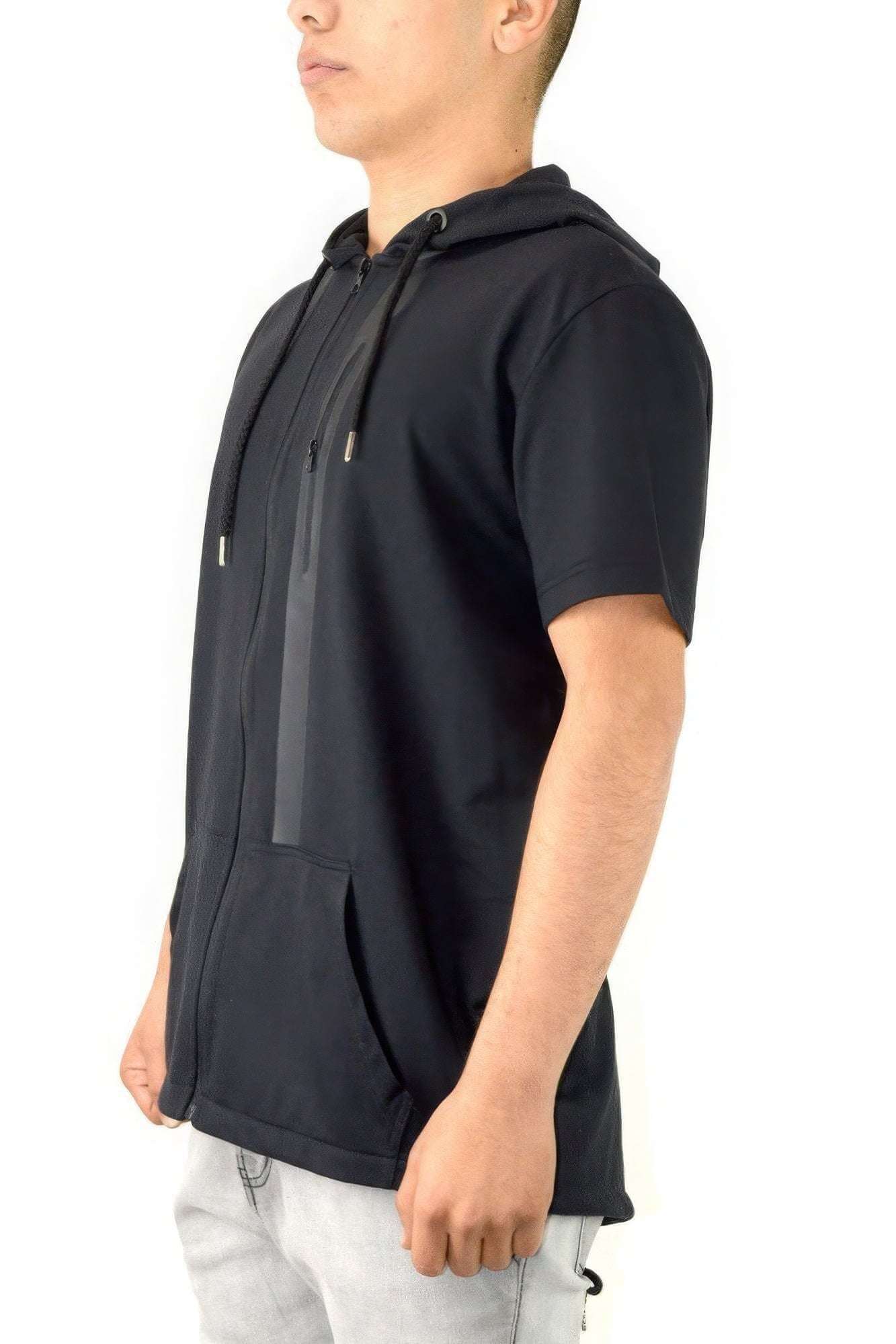 Men's Casual Short Sleeve Zip-up Hoodie Tops - The Diva Goddess