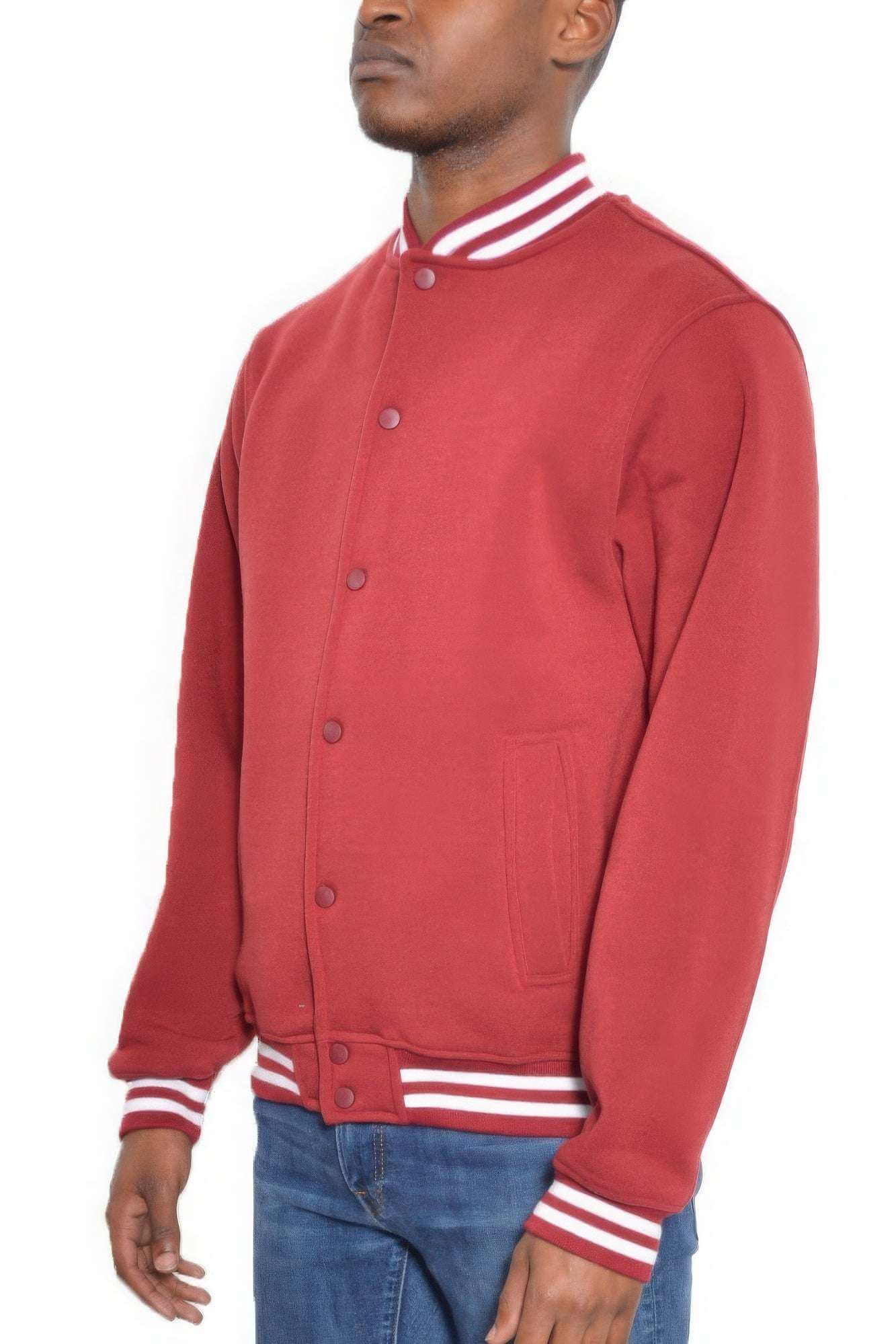 Mens Fleece Snap Button Varsity Jacket - The Diva Goddess