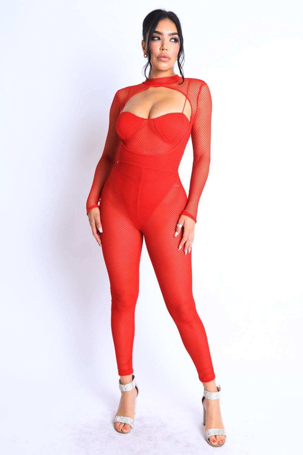 Mesh Crop Jumpsuit Set - The Diva Goddess