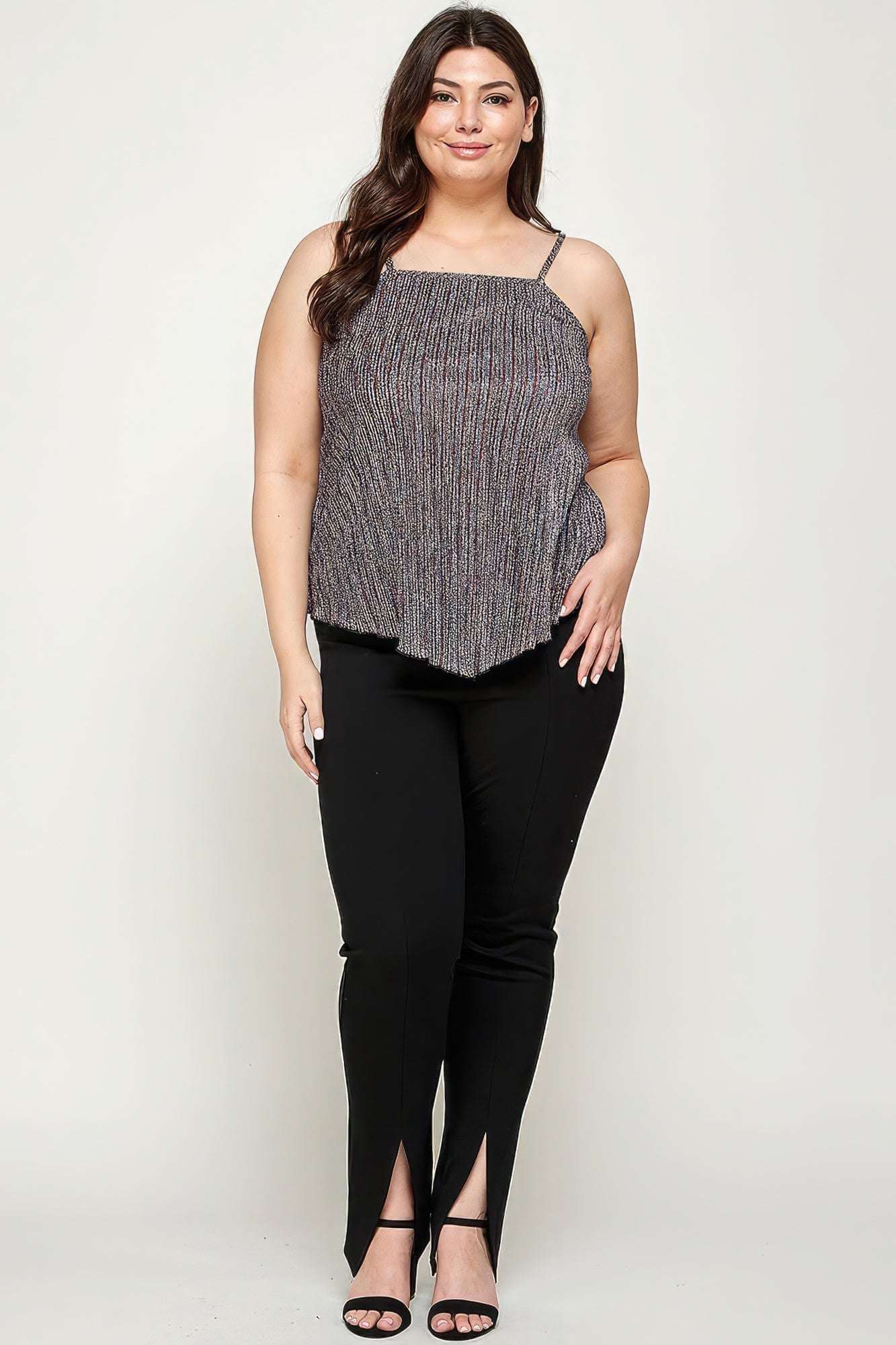 Metallic Stripe Handkerchief Plus Size Top - The Diva Goddess