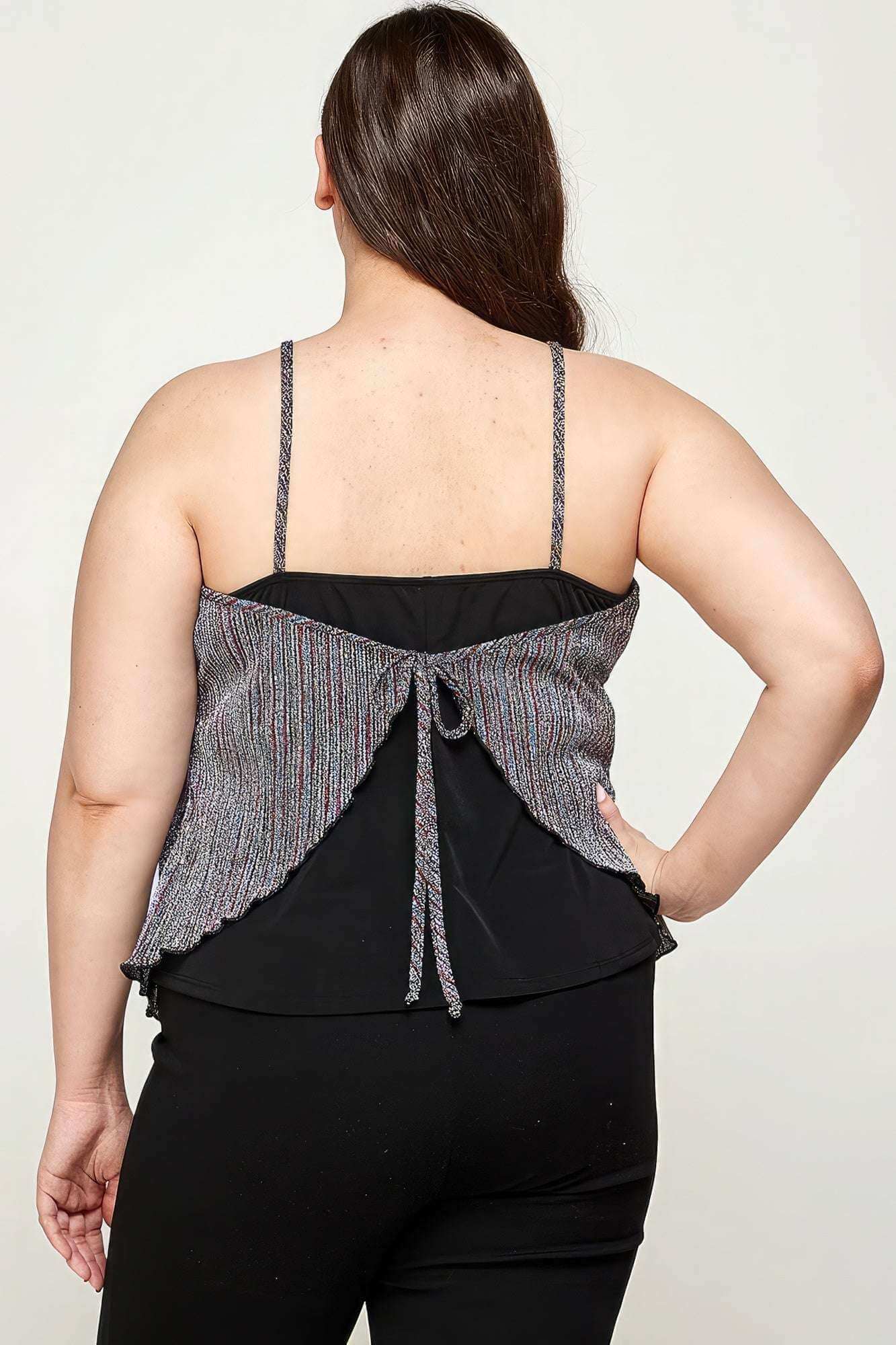 Metallic Stripe Handkerchief Plus Size Top - The Diva Goddess