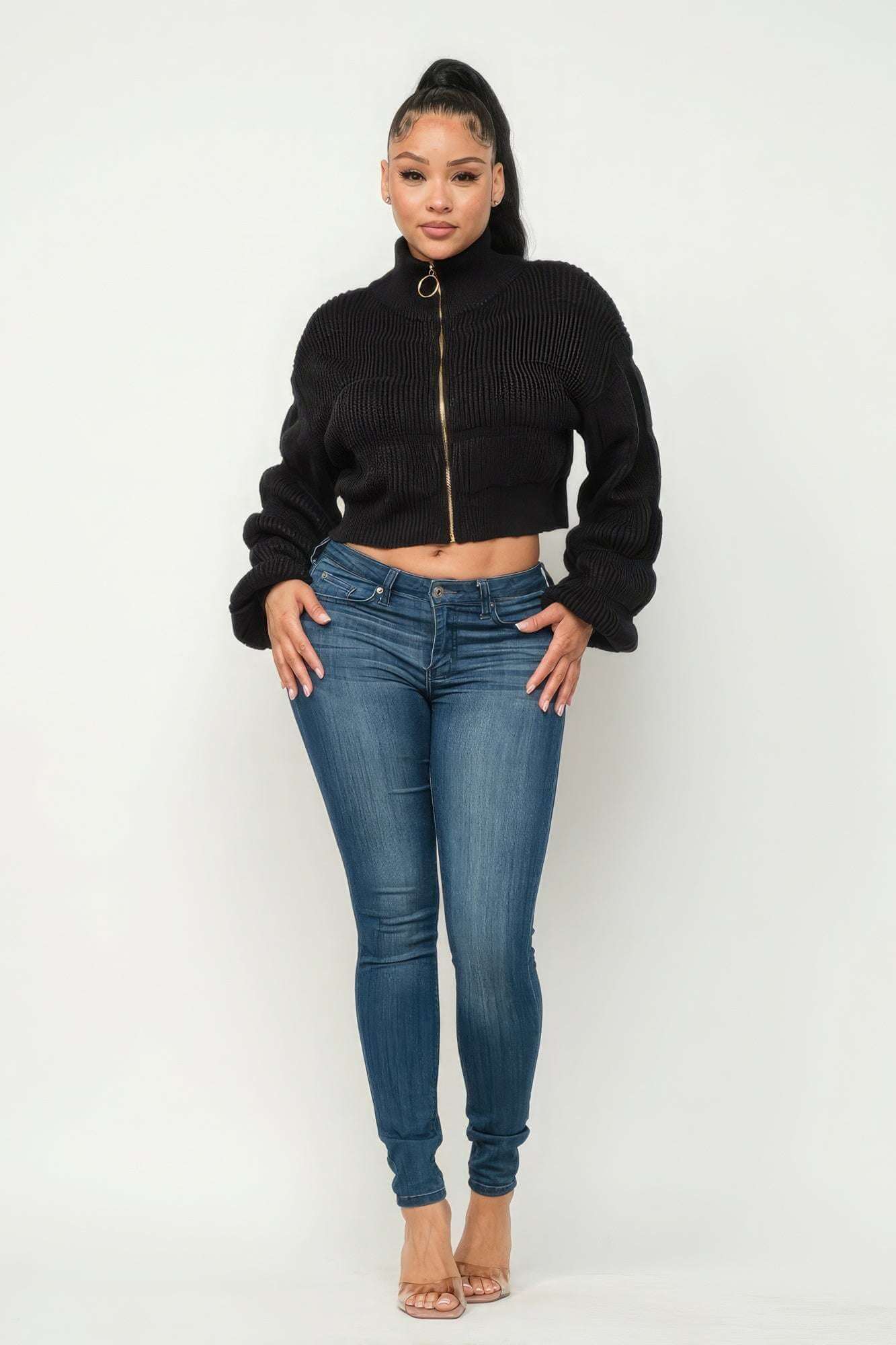 Michelin Sweater Top W/ Front Zipper - The Diva Goddess