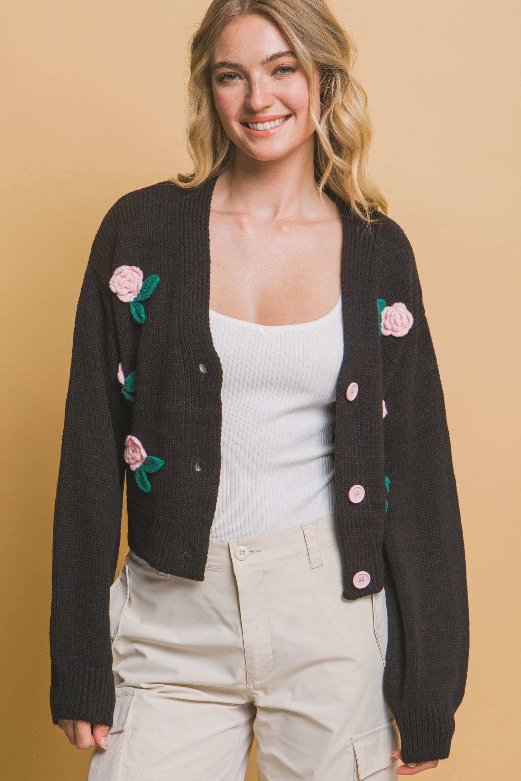 Mid cropped flower cardigan