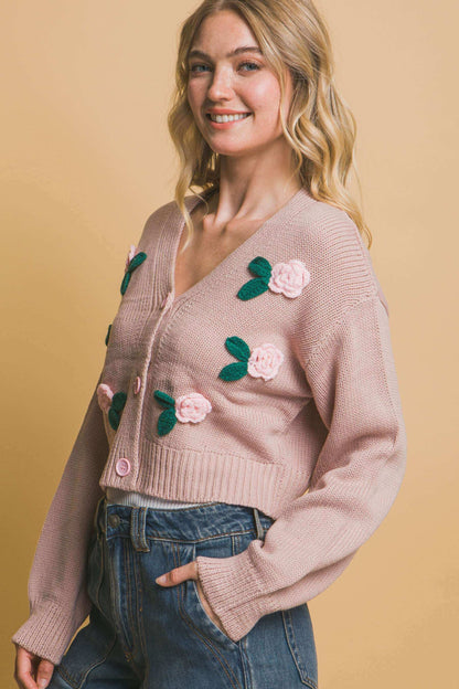 Mid cropped flower cardigan