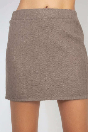 Mid-rise Herringbone Mini Skirt - The Diva Goddess