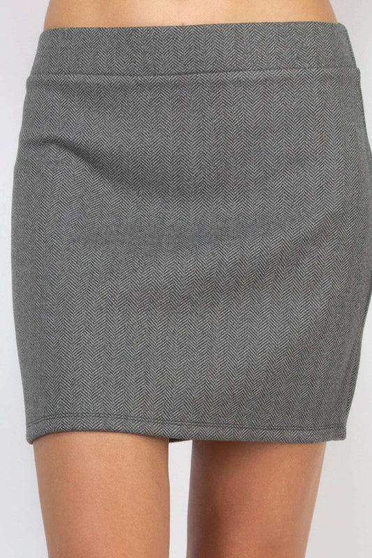 Mid-rise Herringbone Mini Skirt - The Diva Goddess