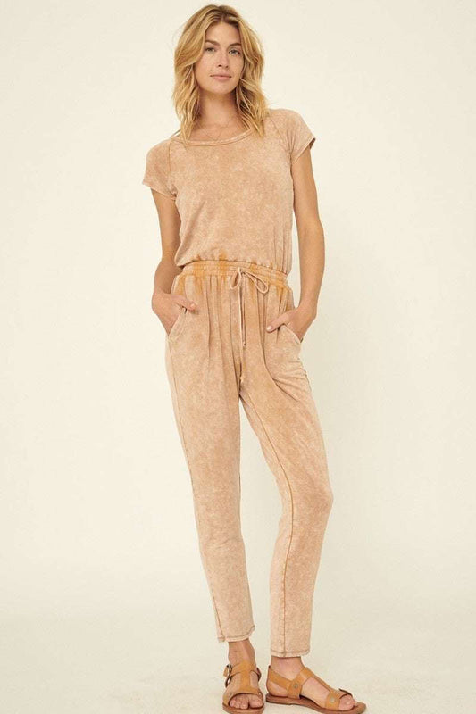 Mineral Washed Finish Knit Jumpsuit - The Diva Goddess