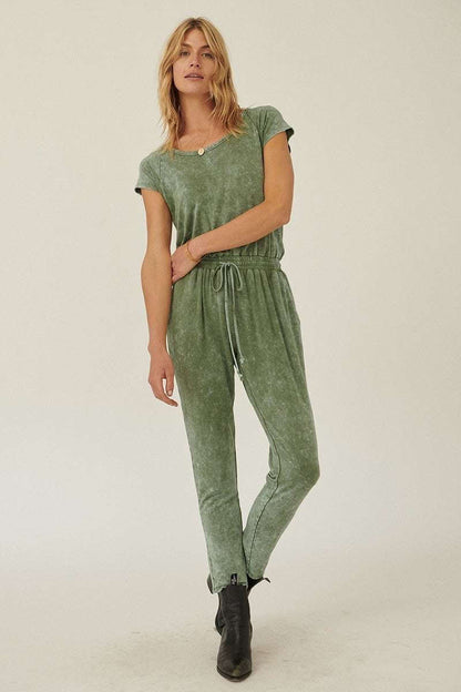 Mineral Washed Finish Knit Jumpsuit - The Diva Goddess