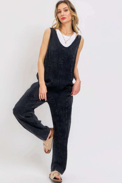 Mineral Washed Summer Jumpsuit - The Diva Goddess