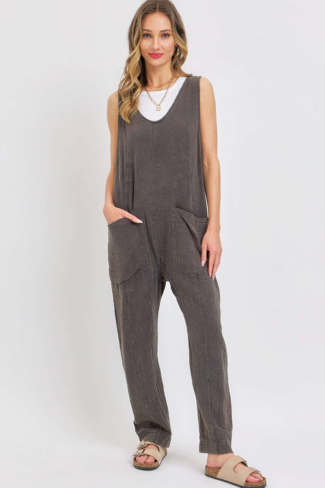 Mineral Washed Summer Jumpsuit - The Diva Goddess