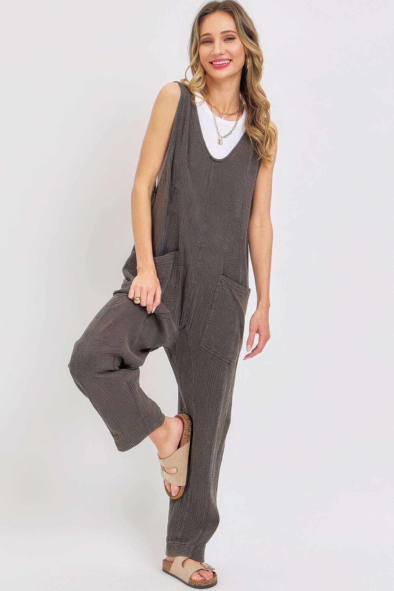 Mineral Washed Summer Jumpsuit - The Diva Goddess