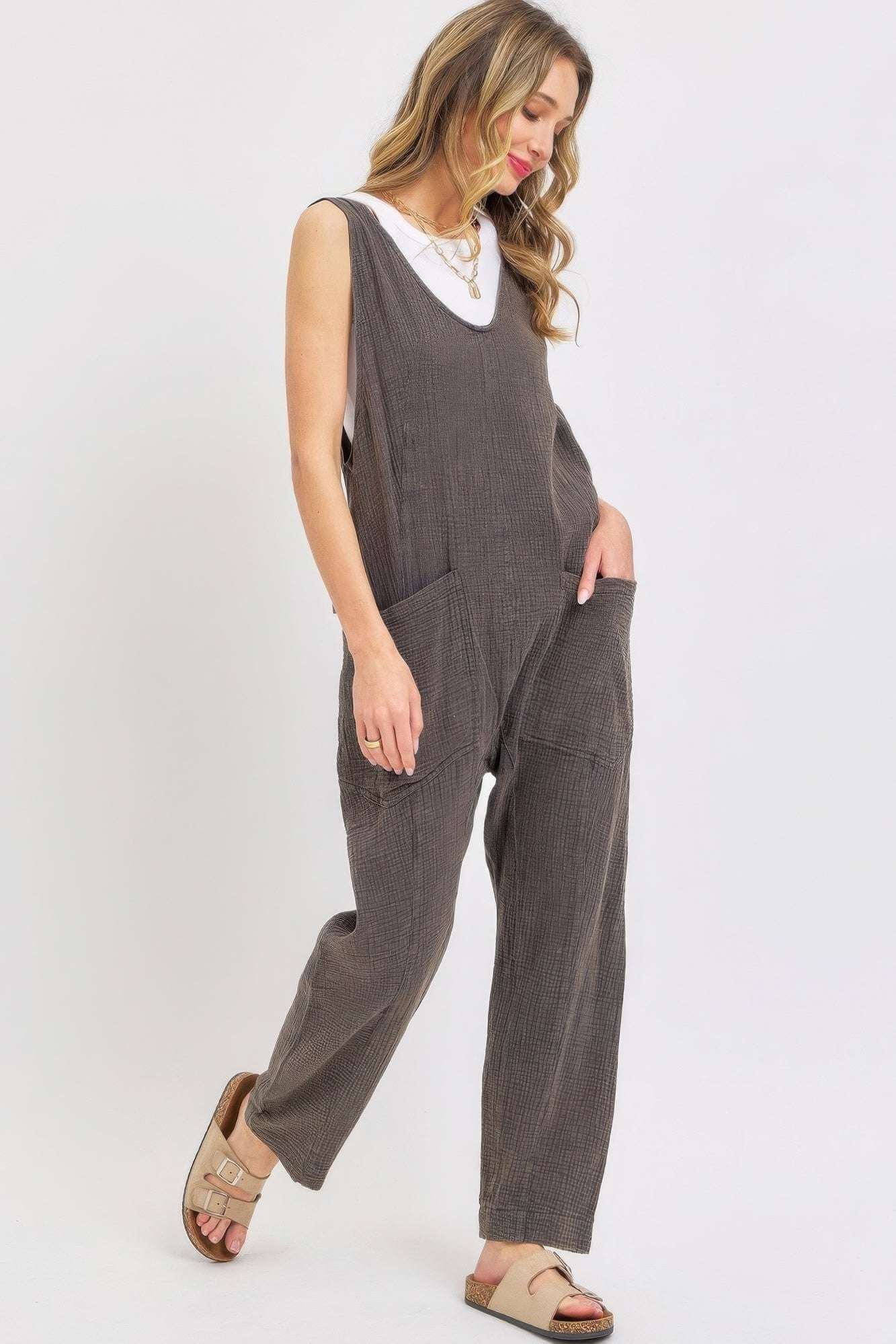 Mineral Washed Summer Jumpsuit - The Diva Goddess