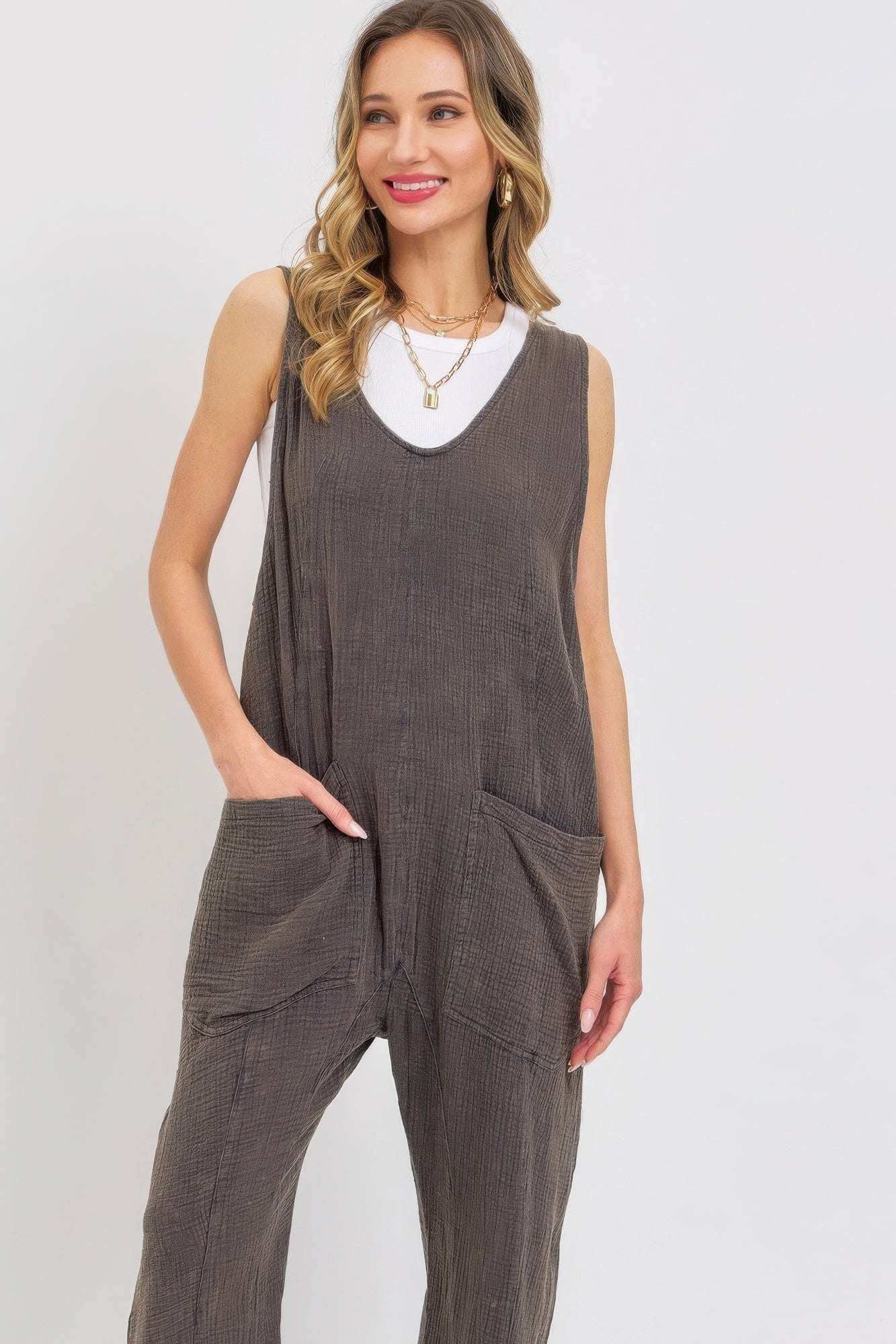 Mineral Washed Summer Jumpsuit - The Diva Goddess