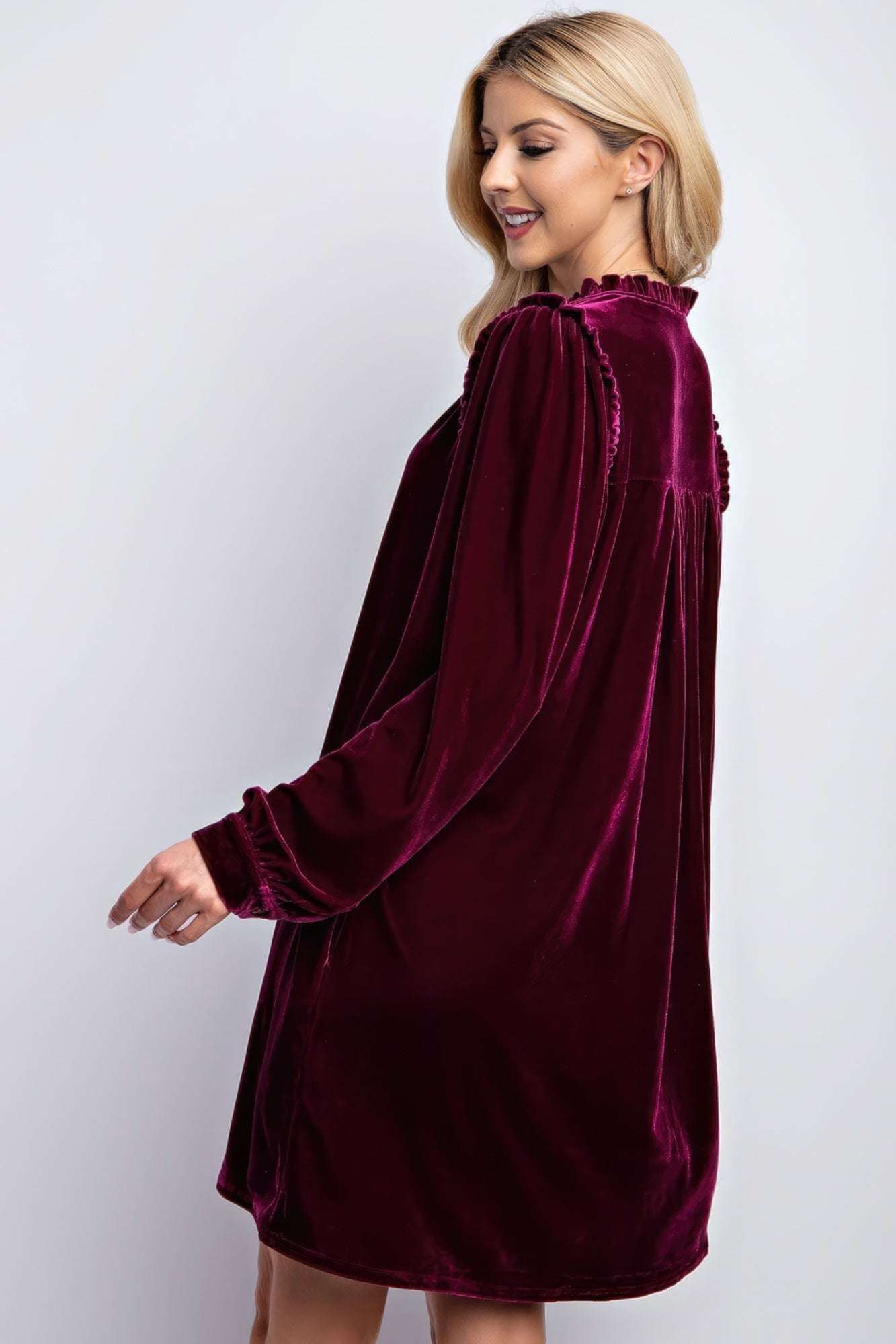 Mini Ruffle Detailing Velvet Dress - The Diva Goddess