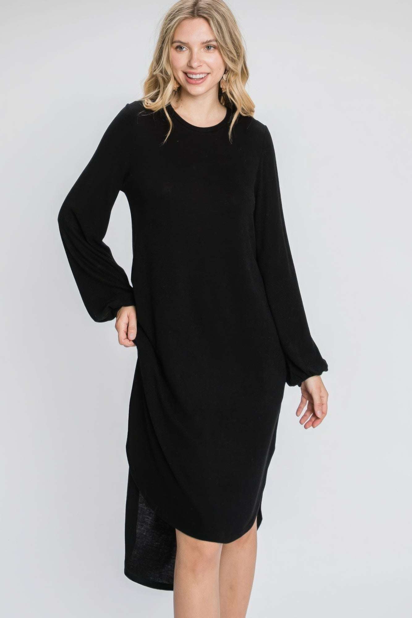 Minimal Long Sleeve Midi Dress - The Diva Goddess