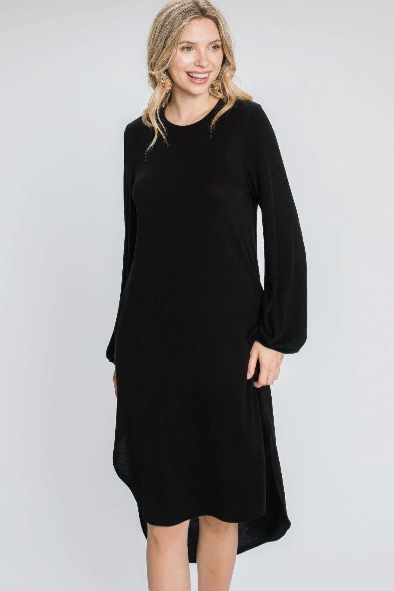 Minimal Long Sleeve Midi Dress - The Diva Goddess