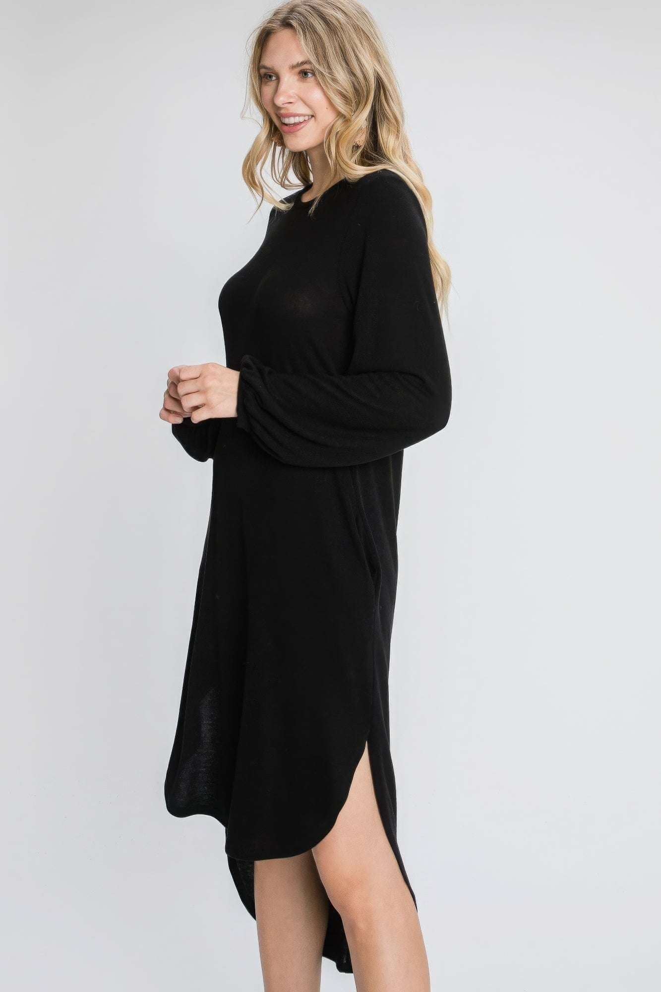 Minimal Long Sleeve Midi Dress - The Diva Goddess