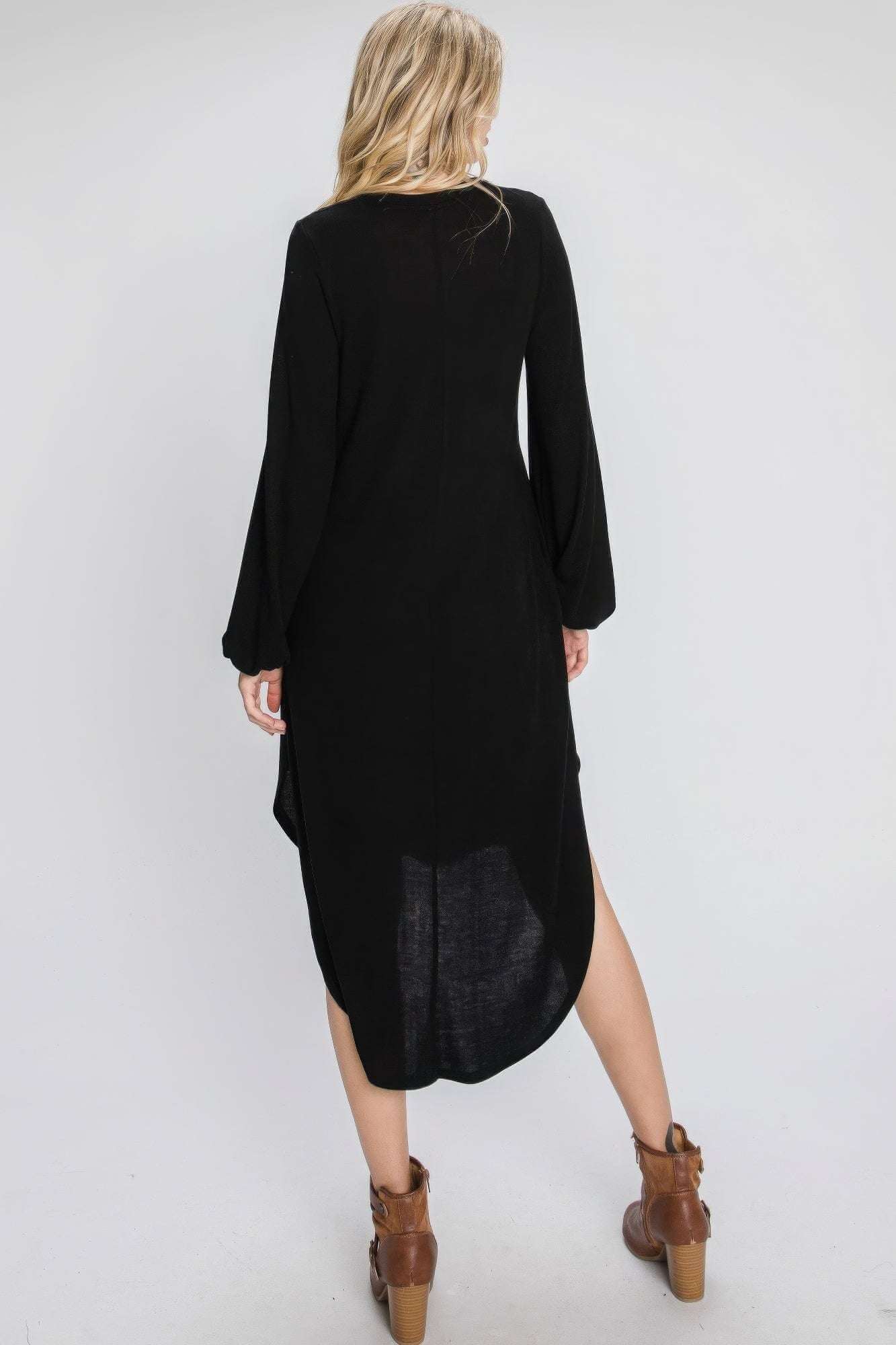 Minimal Long Sleeve Midi Dress - The Diva Goddess