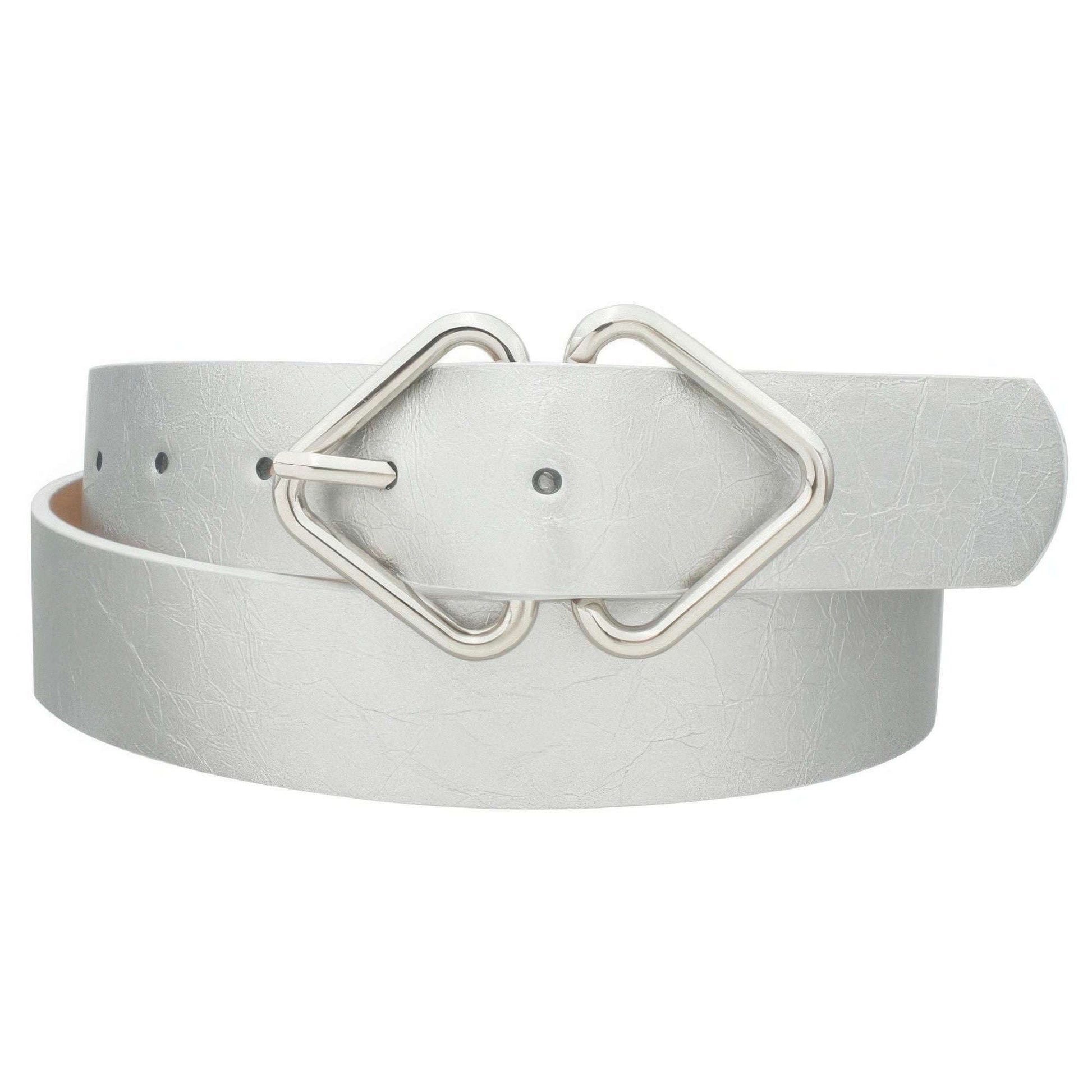 Mirrored Triangle Cracked Pu Buckle Belt - The Diva Goddess