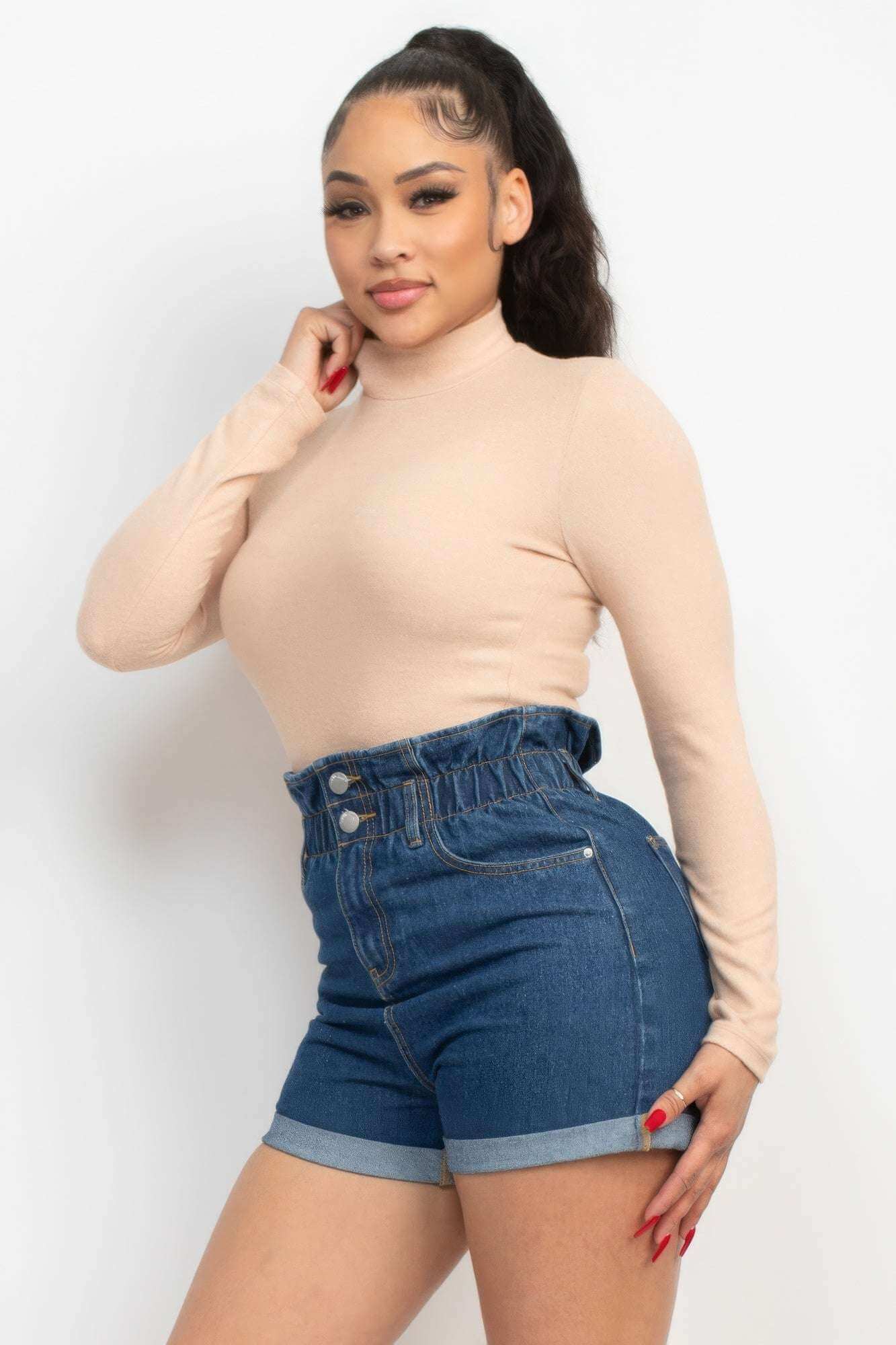 Mock Neck Long Sleeve Top - The Diva Goddess