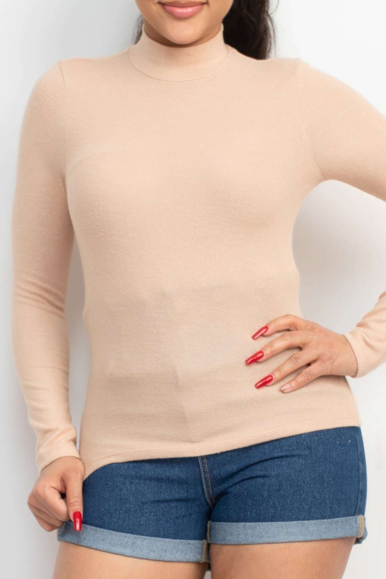 Mock Neck Long Sleeve Top - The Diva Goddess