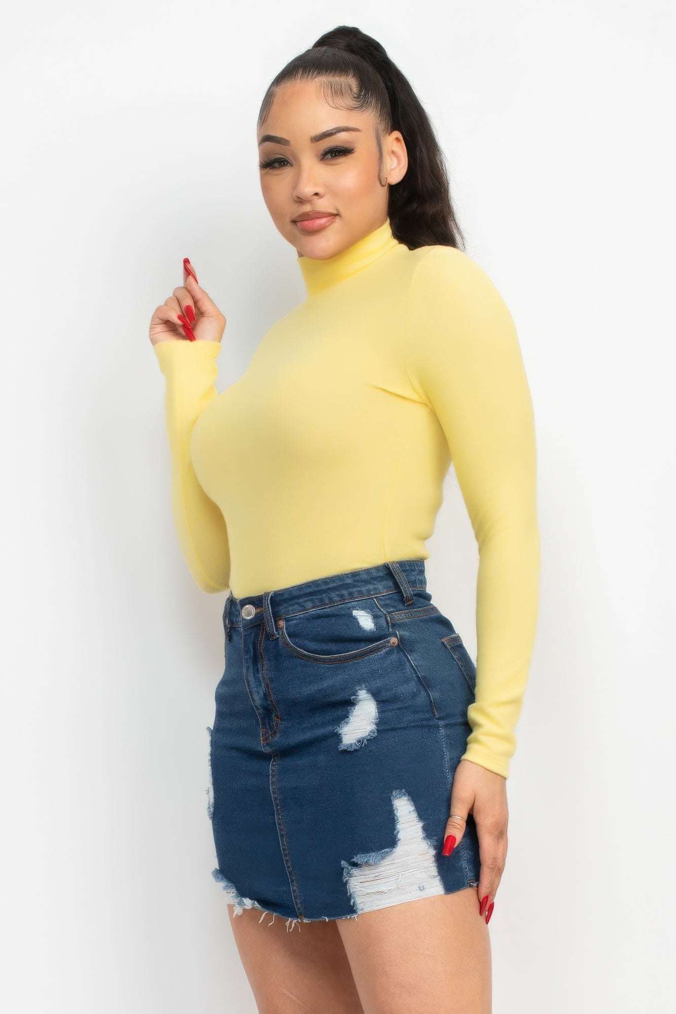 Mock Neck Long Sleeve Top - The Diva Goddess