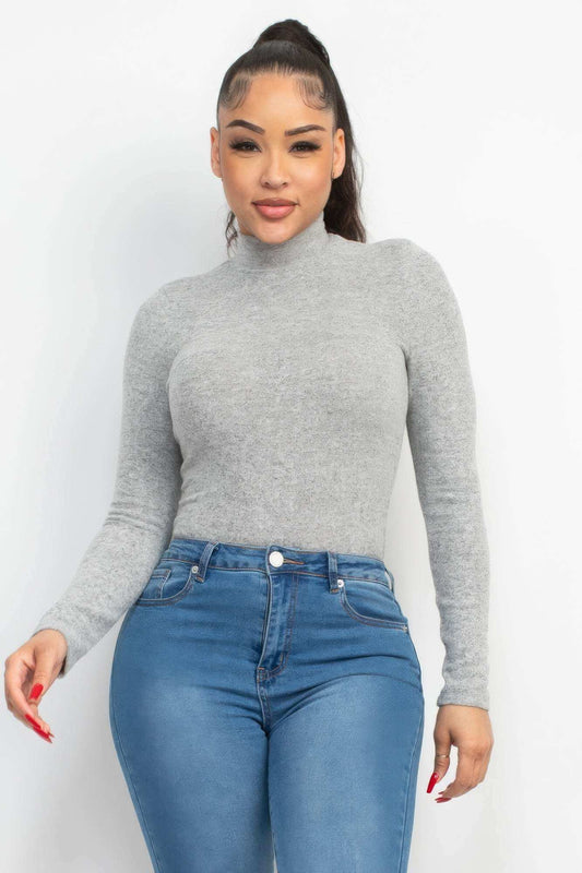 Mock Neck Long Sleeve Top - The Diva Goddess