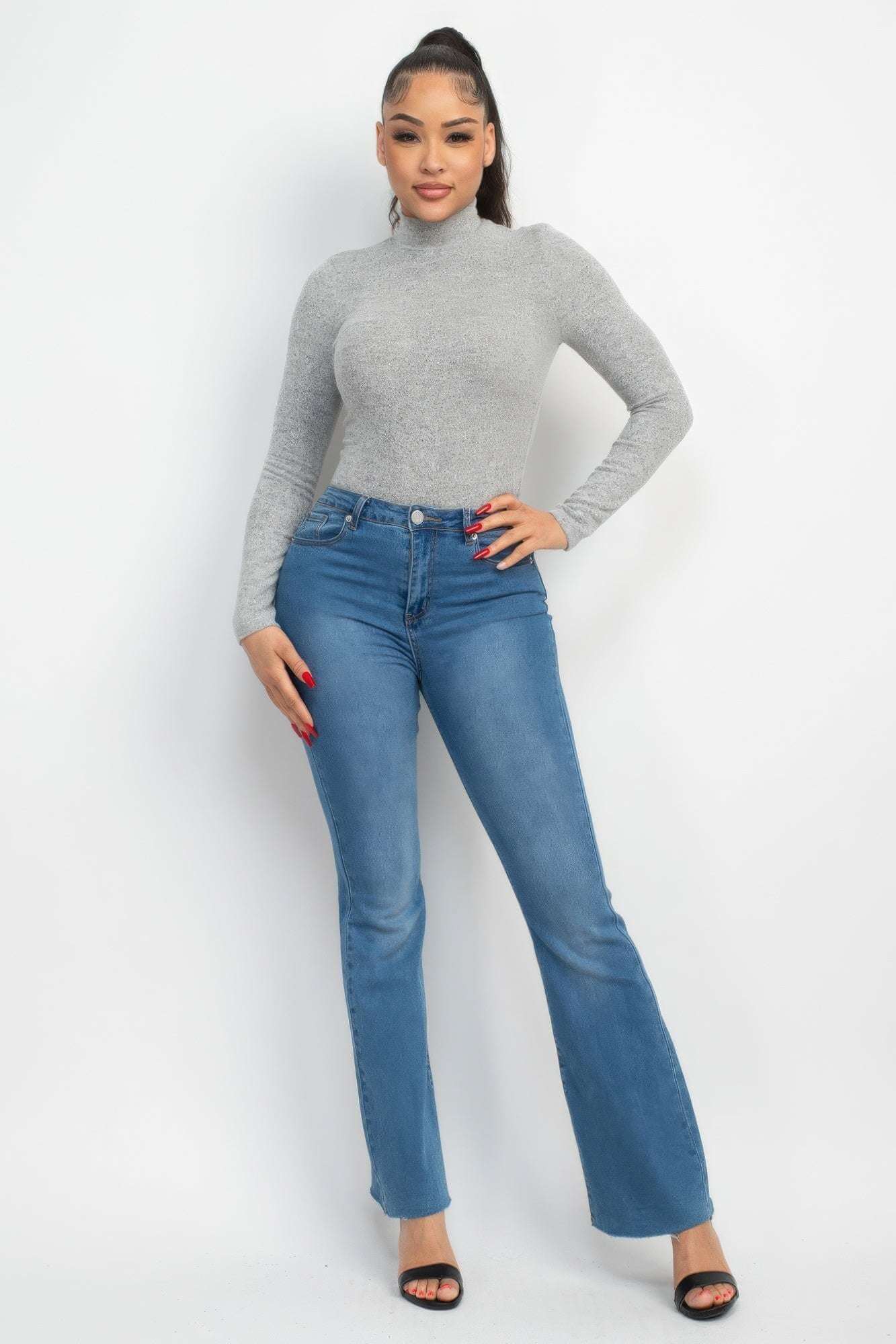 Mock Neck Long Sleeve Top - The Diva Goddess