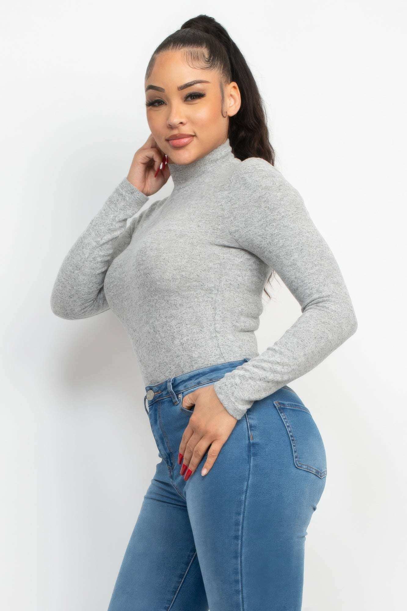 Mock Neck Long Sleeve Top - The Diva Goddess