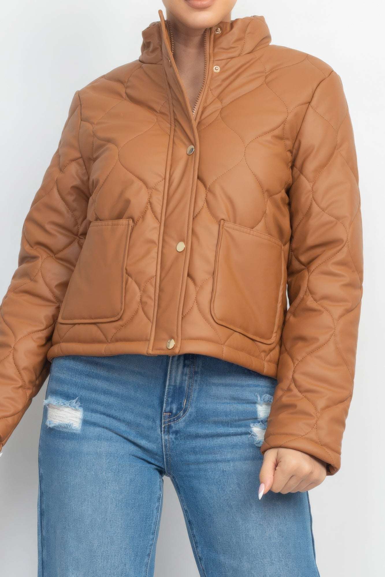 Mock Neck Quilted Jacket - The Diva Goddess